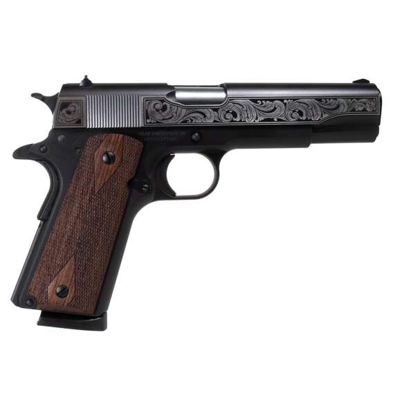 SDS Imports "Filigree Stainless Steel" 1911 A1 Service 45 Handgun .45 ACP 8rd Magazine 5" Barrel Black Cerakote