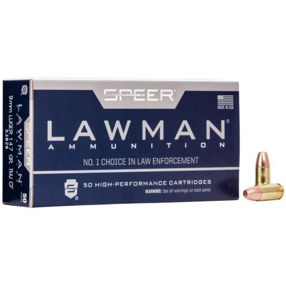 Speer Lawman Handgun Ammunition Clean-Fire 9mm Luger 147 gr TMJ 985 fps 50/ct