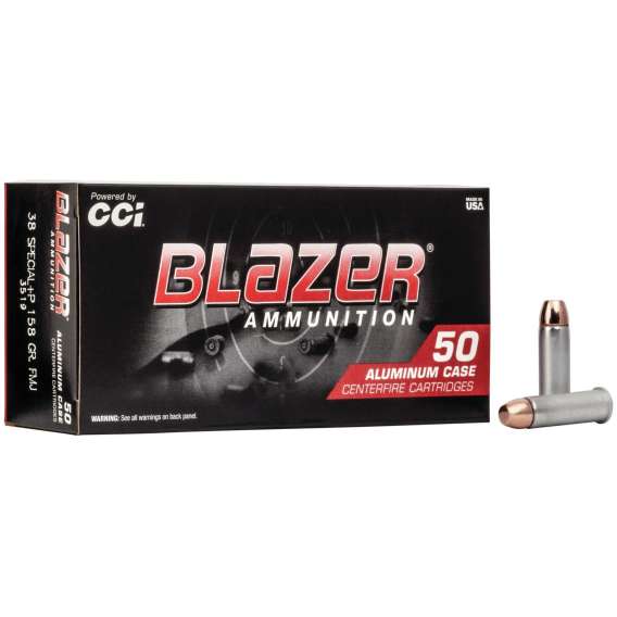 CCI Blazer Aluminum Handgun Ammunition .38 Spl +p 158 gr FMJ 850 fps 50/ct