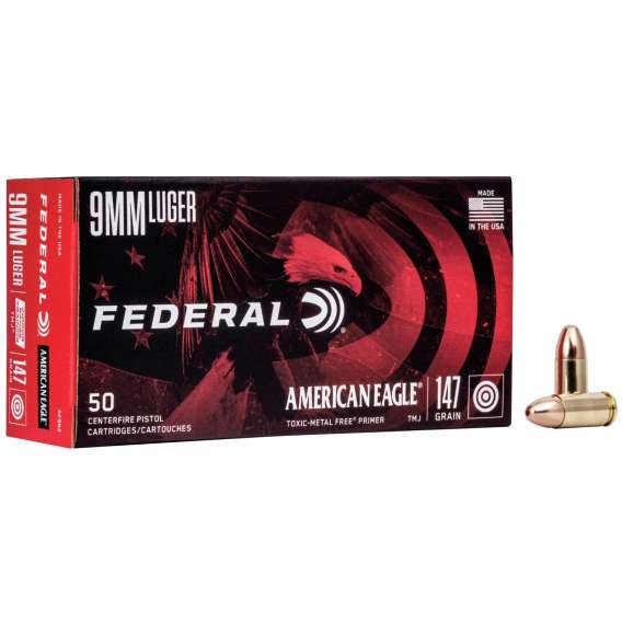 American Eagle IRT Handgun Ammunition 9mm Luger 147 gr TMJ 1000 fps 50/ct