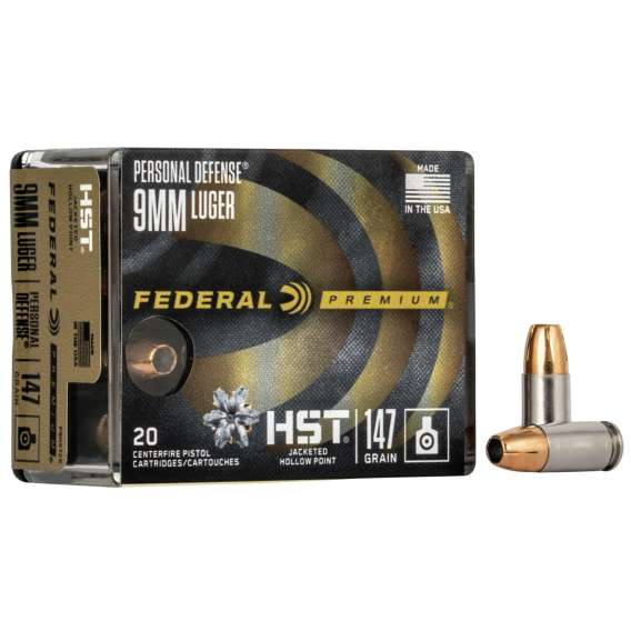 Federal Personal Defense HST Handgun Ammunition 9mm Luger 147gr JHP 1000 fps 20/ct