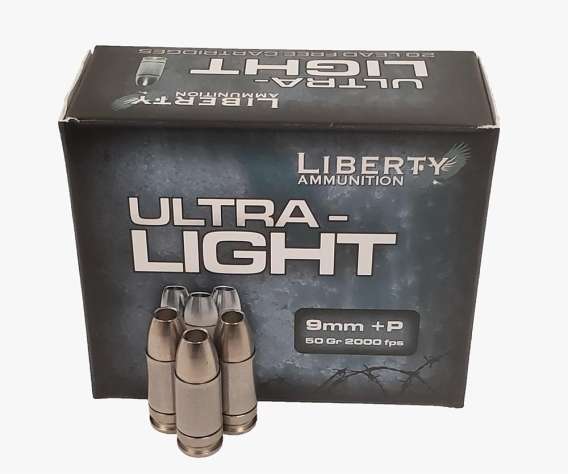 Ultra-Light Ammunition 9mm +P 50gr Copper Mono.Frag HP 20RD