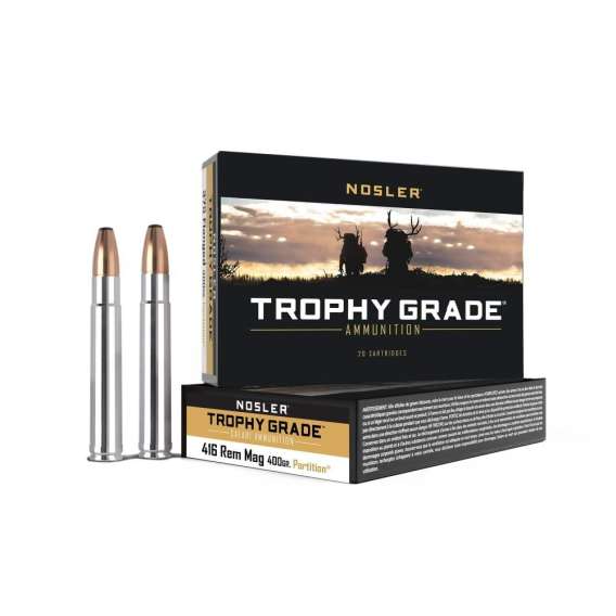 Nosler Safari Rifle Ammunition .416 Rem Mag 400 gr PT 2400 fps - 20/ct