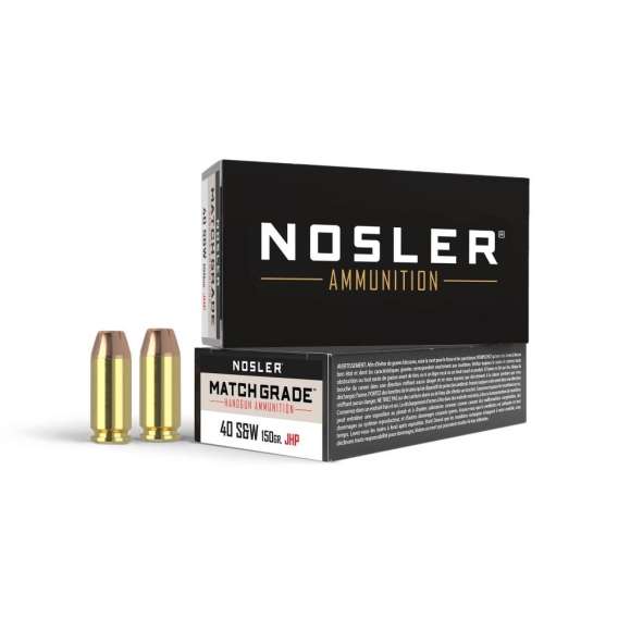 Nosler Match Grade Handgun Ammo .40 S&W 150 gr JHP 1125 fps 50/box