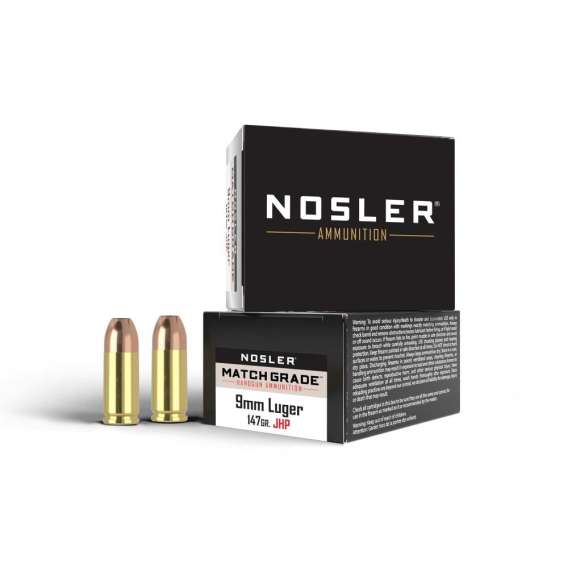 Nosler Match Grade  Handgun Ammuntion 9mm Luger 147gr JHP 950 fps 20/ct