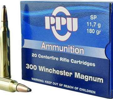 PPU Rifle Ammunition .300 Win Mag 180 gr SP 3250 fps 20/ct