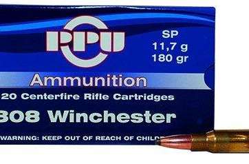 PPU Rifle Ammunition .308 Win 180 gr SP 2454 fps 20/ct