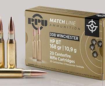 PPU Match Rifle Ammunition .308 Win Match 168 gr HPBT 2610 fps 20/ct