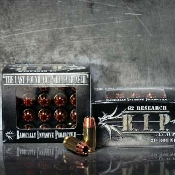 G2 Research R.I.P. Handgun Ammunition .45 ACP 162 gr HP 1020 fps 20/box