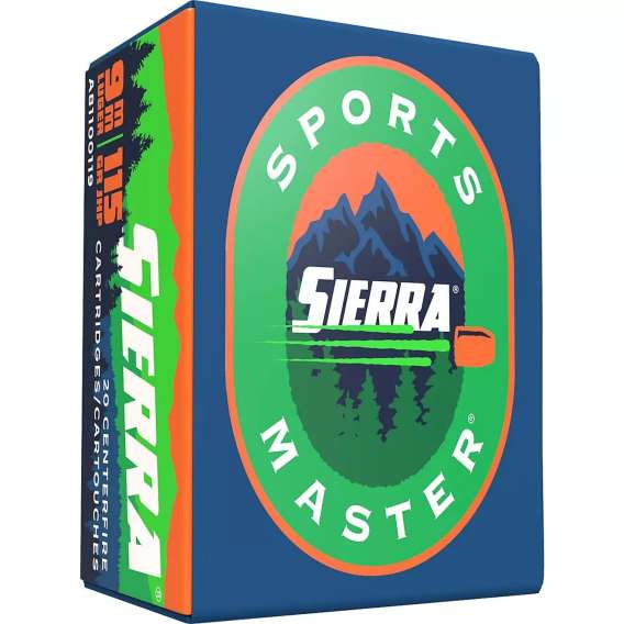 Sierra Sports Master Handgun Ammunition 9mm Luger 115 gr JHP 1135 fps 20/ct
