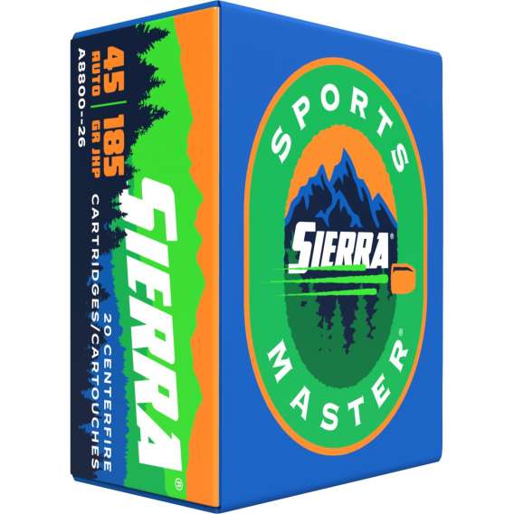 Sierra Sports Master Handgun Ammunition .45 Auto 185 gr JHP 995 fps 20/ct