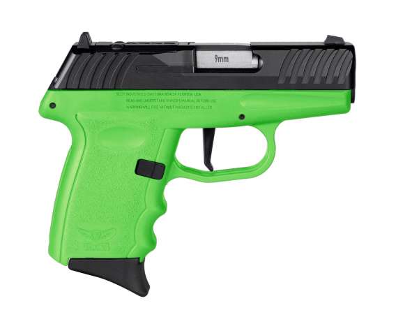 SCCY DVG-1 RDR Handgun 9mm Luger 10rd Magazine 3.1" Barrel Striker Fired Black Slide/Lime Green Frame