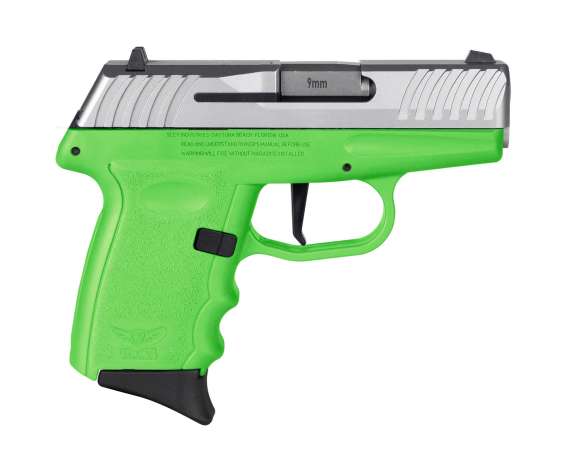 SCCY DVG-1 Handgun 9mm Luger 10rd Magazine 3.1" Barrel Striker Fired Stainless Slide/Lime Green Frame