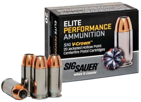 Sig Elite V-Crown Handgun Ammunition 9mm Luger 115 gr JHP 1185 fps 20/ct