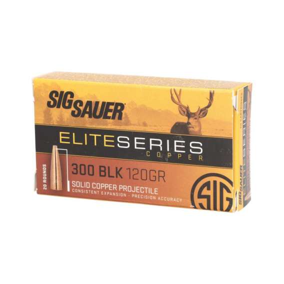 Sig Sauer Elite Copper Hunting Rifle Ammunition .300 BLK 120gr HP 2250 fps 20/ct