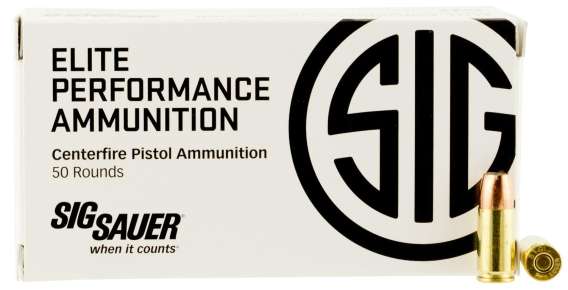 Sig Sauer Elite V-Crown Handgun Ammunition 9mm Luger 124gr JHP 1165 fps 50/ct