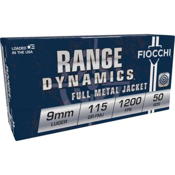 Fiocchi Range Dynamics Ammunition 9mm Luger 115gr FMJ 1200 fps 50/ct