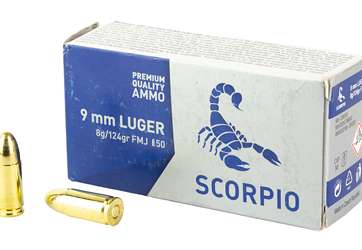 SCORPIO AMMO 9MM 124GR FMJ 50/1000
