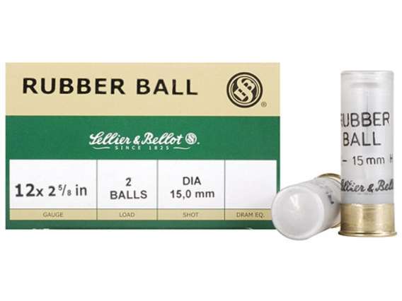 Sellier & Bellot Rubber Buckshot 12 ga 2-3/4" 2 ball Rubber 25/ct