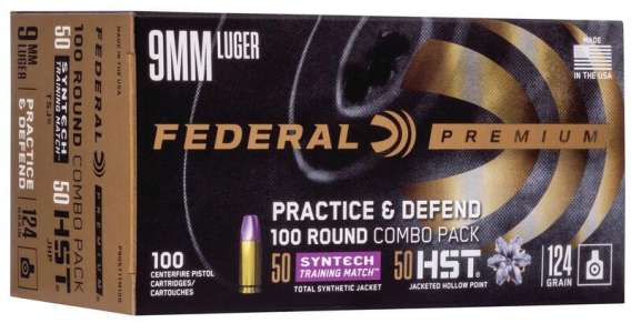 Federal Practice & Defend HST/Syntech Combo 9mm Luger 124 gr 1150 fps 100/ct