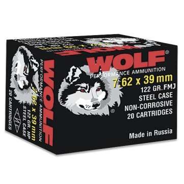 Wolf WPA Polyformance Rifle Ammunition 7.62x39mm 123 gr FMJ 2936 fps - 20/box