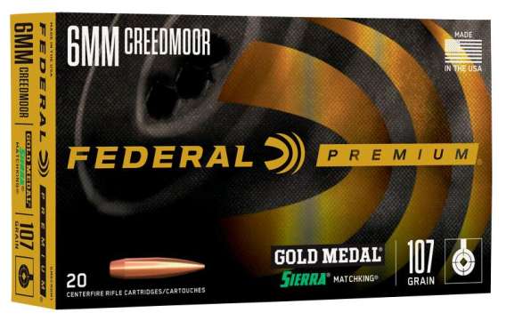 Federal Gold Medal Berger Hybrid Rifle Ammuntion 6mm Creedmoor 109gr BTHP 2975 fps 20/ct