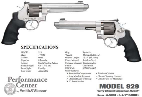 SMITH AND WESSON 929 9MM 6.5" SS AS 8RD