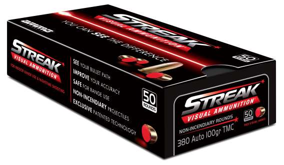 Ammo Inc STREAK Target .380 ACP Handgun Ammo - 100 Grain | TMC | Red | 50rd Box