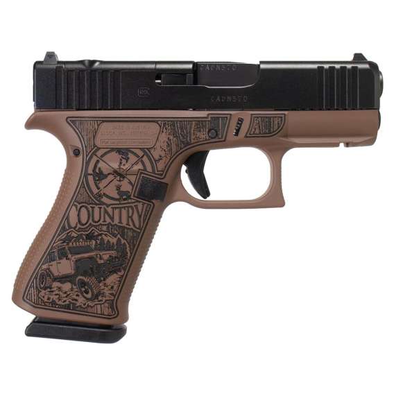 Glock 43x MOS Custom "Engraved Country Bourbon Cereakote " Subcompact Handgun 9mm Luger 10rd Magazines (2) 3.41" Barrel Austria
