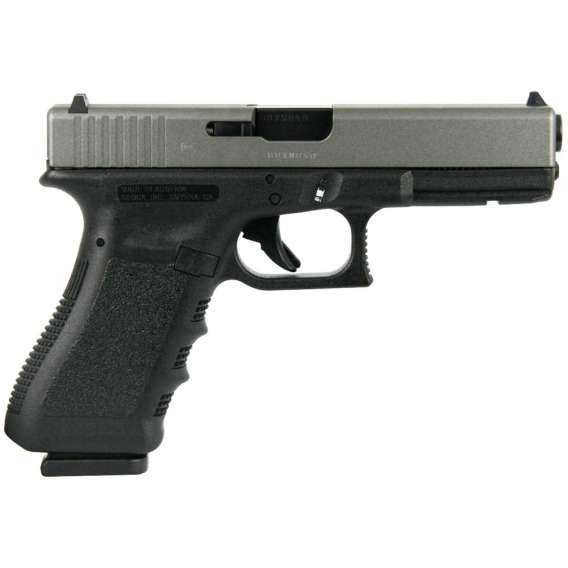 Glock 17 Gen 3 Custom "Two Tone Black Frame with Silver Slide" Handgun 9mm Luger 17/rd Magazines (2) 4.5" Barrel Austria