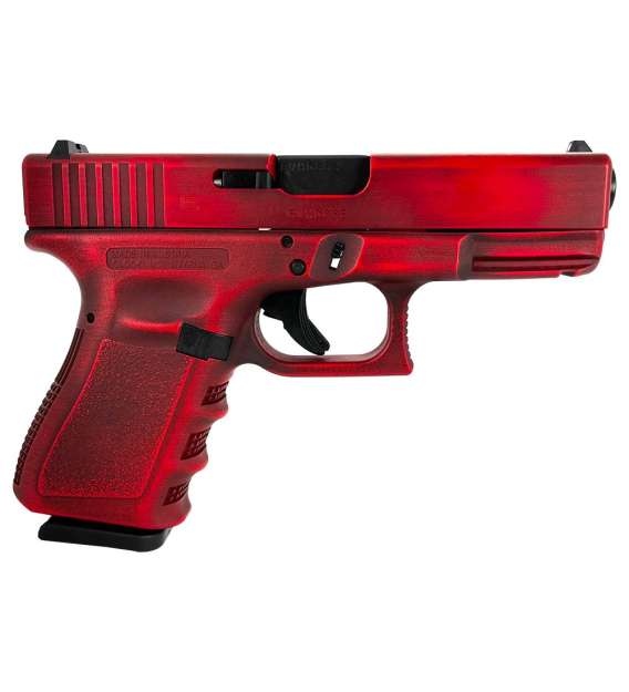 Glock 19 Gen 3 Custom "Distressed Red Slide and Grip" Handgun 9mm Luger 15/rd Magazine 4.02" Barrel