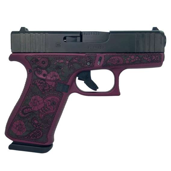 Glock 43X Custom "Black Cherry Paisley Frame" Subcompact Handgun 9mm Luger 10rd Magazines (2) 3.41" Barrel Black USA