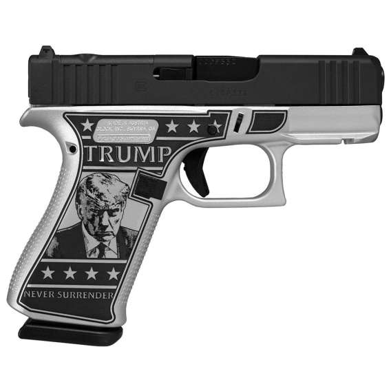 Glock 43x MOS Custom "Trump 2024 Mug Shot" Subcompact Handgun 9mm Luger 10rd Magazines (2) 3.41" Barrel Black 5.5lb Trigger Front Rail Austria