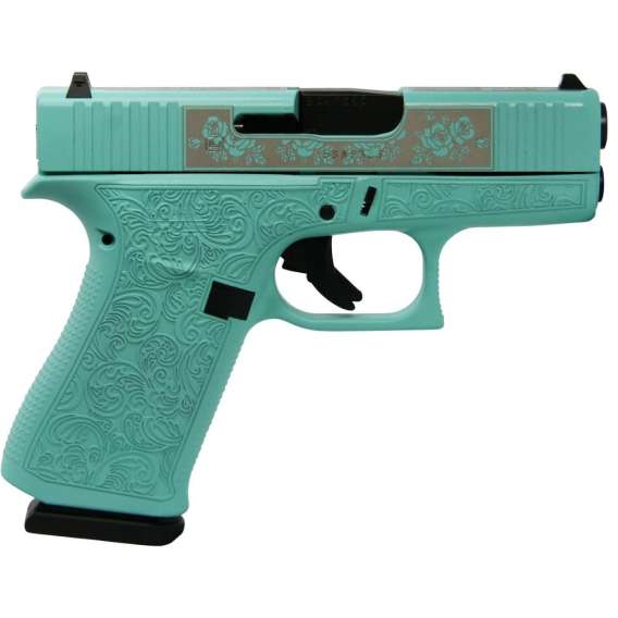 Glock 43x Custom "Tiffany Glock & Roses" Subcompact Handgun 9mm Luger 10/rd Magazines (2) 3.41" Engraved Barrel USA