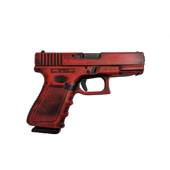 Glock 19 Gen 3 Custom "Red Distressed" Compact Handgun 9mm Luger 15rd Magazines (2) 4.02" Barrel Black USA