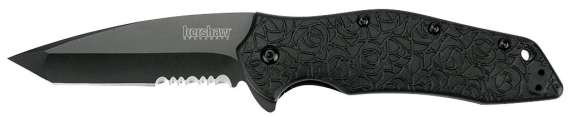 Kershaw Kuro Tanto Knife - Black / Partially Serrated
