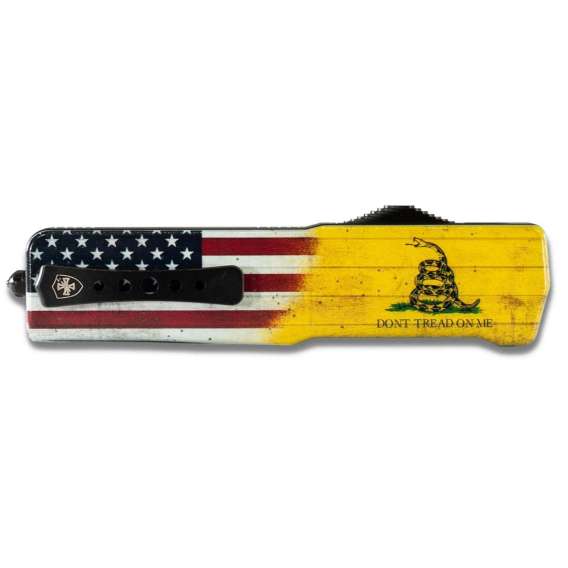 Templar Knives Premium Weighted Automatic Knife 3 1/2" Drop Point Blade Don't Tread on Me