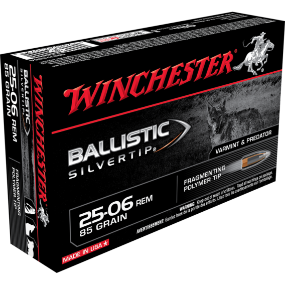 Winchester Ballistic Silvertip Rifle Ammunition .25-06 Rem 85 gr. PT 3470 fps 20/ct