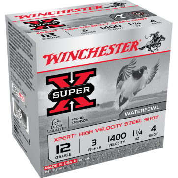Winchester Xpert High-Velocity Steel Shotshells 12 ga 3" 1-1/4 oz 1400 fps #4 25/ct