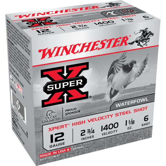 Winchester Xpert High-Velocity Steel Shotshells 12 ga 2-3/4" 1-1/8 oz 1400 fps #6 25/ct