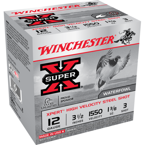 Winchester Xpert High Velocity Steel Shotshells 12 ga 3-1/2" 1-3/8 oz 1550 fps #3 25/ct