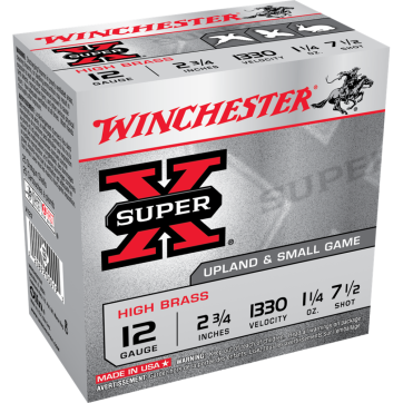 Winchester Super-X High-Brass Shotshells 12 ga 2-3/4" 1-1/4 oz 1330 fps #7.5 25/ct