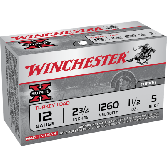 Winchester Super-X Turkey Shotshells 12 ga 2-3/4" 1-1/2 oz 1260 fps #5 10/ct