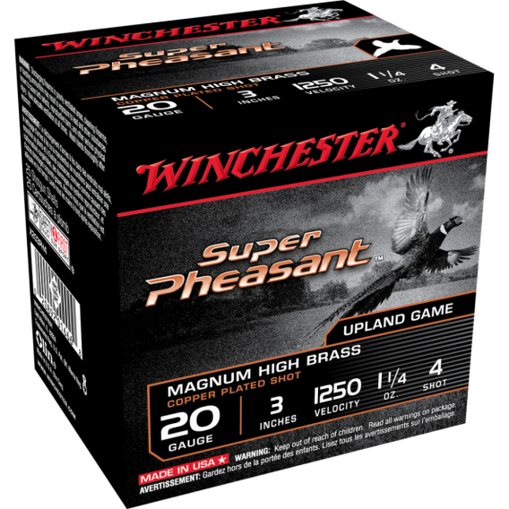 Winchester Super-X Super Pheasant Shotshells 20 ga 3" 1-1/4 oz 1250 fps #4 25/ct