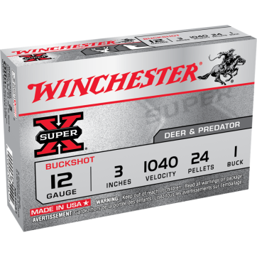 Winchester Super-X Buckshot Shotshells 12 ga 3" 1040 fps #1B 5/ct