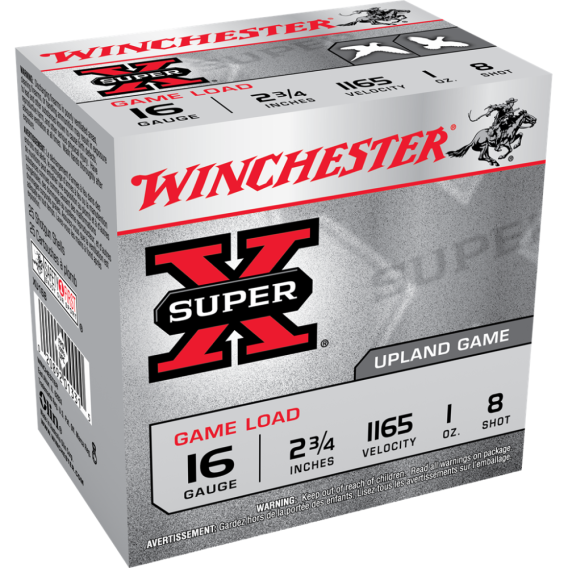 Winchester Super-X Game Shotshells 16 ga 2-3/4" 1 oz 1165 fps #8 25/ct