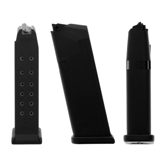 Glock Factory Original Handgun Magazine for Glock 19/26 9mm Luger Black Polymer 15/rd Pkg
