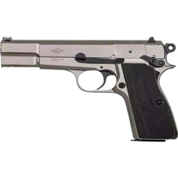 SDS Imports Inglis P-35 Handgun 9mm Luger 15rd Capacity 4.7'' Barrel G10 Grips Nickel Finish Green Fiber Front Sight