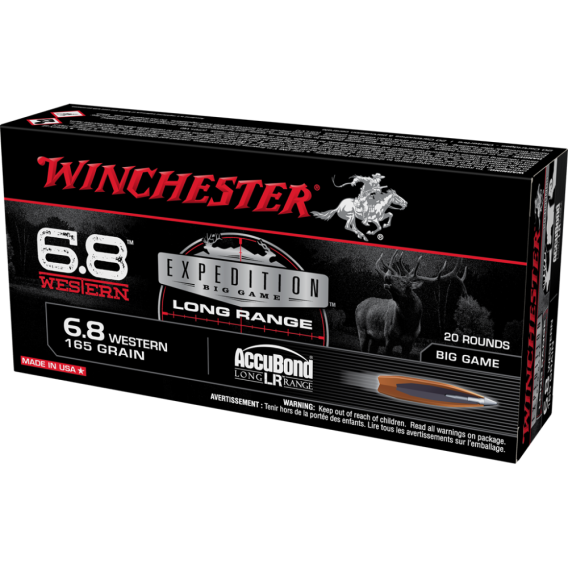 Winchester Expedition Big Game Long Range Rifle Ammunition 6.8 Western 165 gr. PT 2970 fps 20/ct