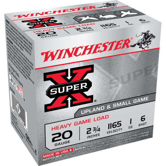 Winchester Super-X Heavy Game Shotshells 20 ga 2-3/4" 1 oz 1165 fps #6 25/ct